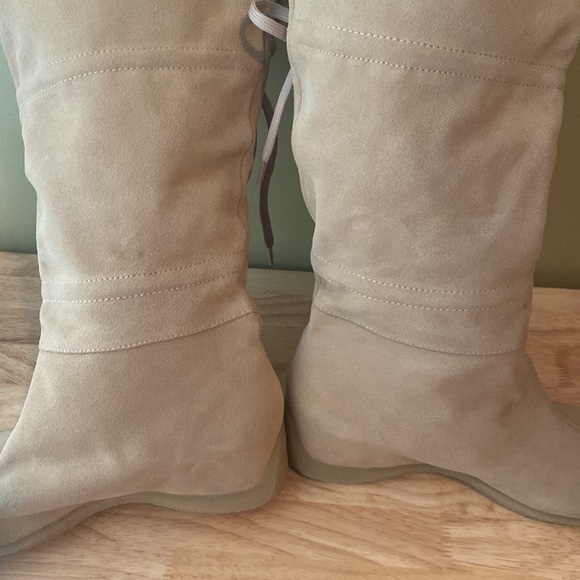 Nine West PARKWAY Suede Slouchy Knee high Driving Heel Boots Laceup Detail - Picture 6 of 13
